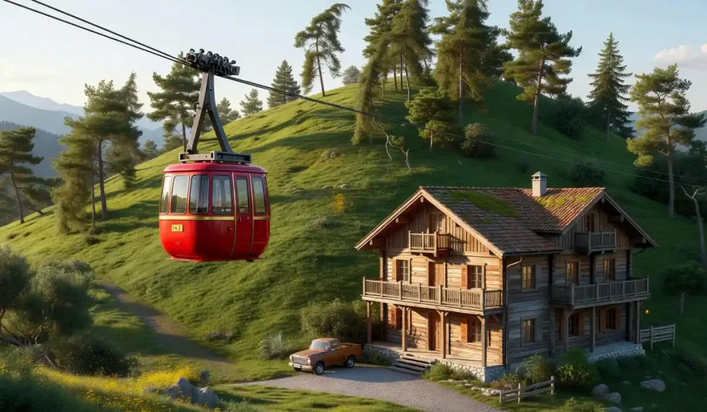 The famous red cable car at Shadowbrook restaurant in Capitola