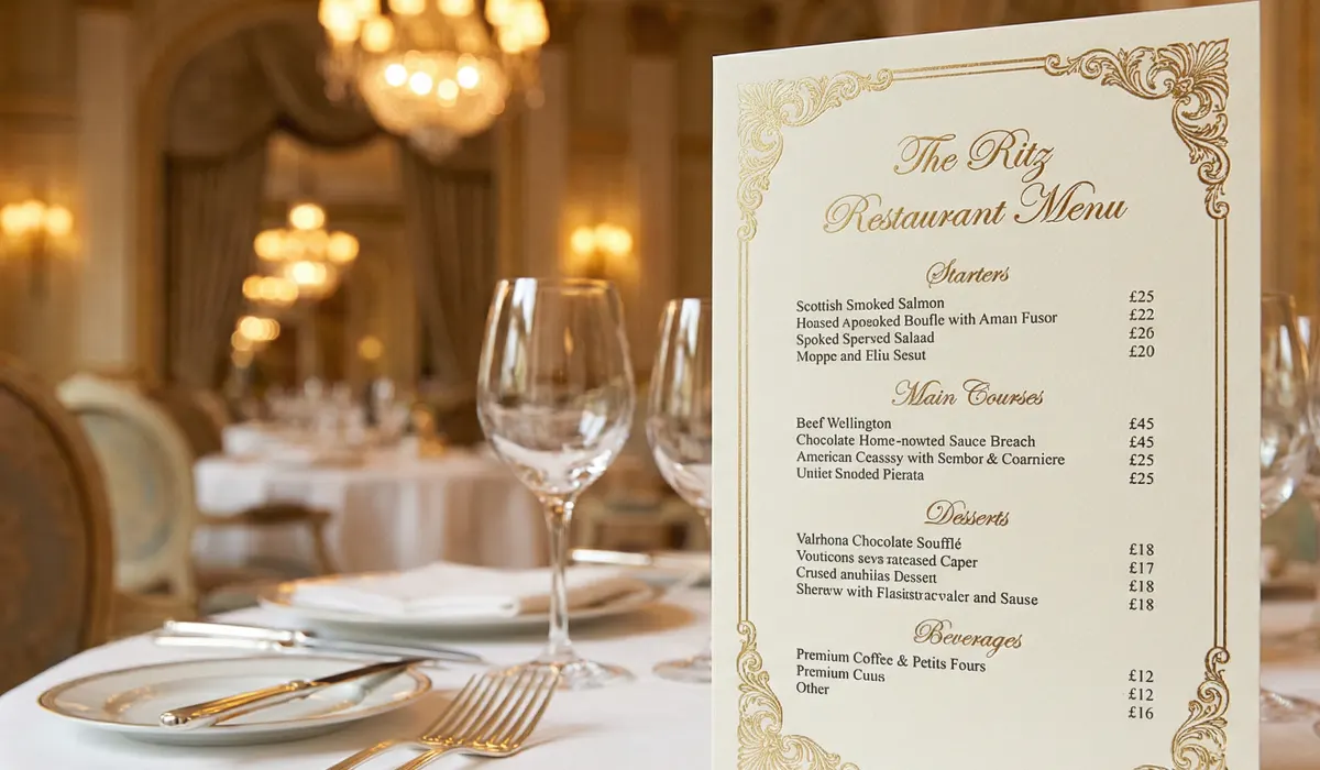 The Ritz Restaurant Menu With Prices