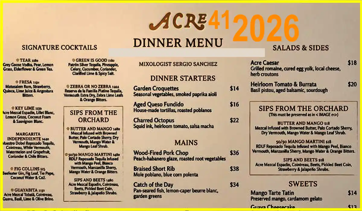 Acre 41 Austin: The Ultimate Menu Guide