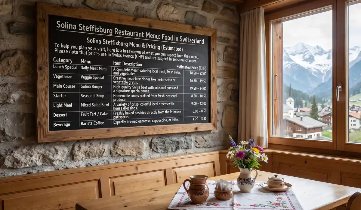 Solina Steffisburg Restaurant Menu: Food in Switzerland