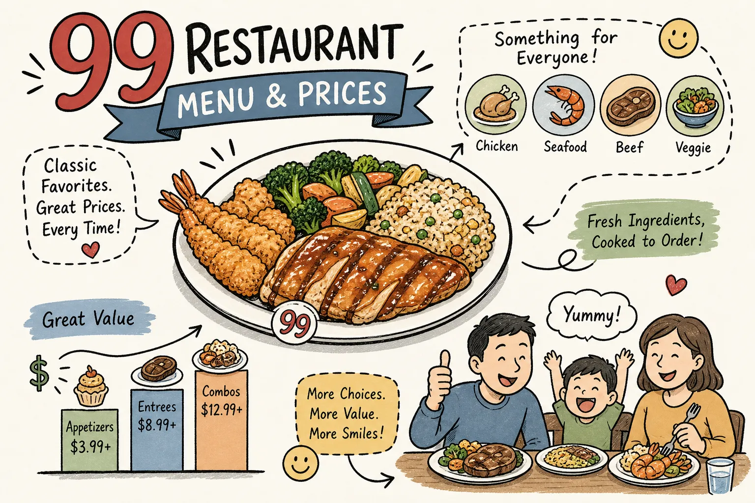 99 Restaurant Menu: Full Menu & Prices 2026